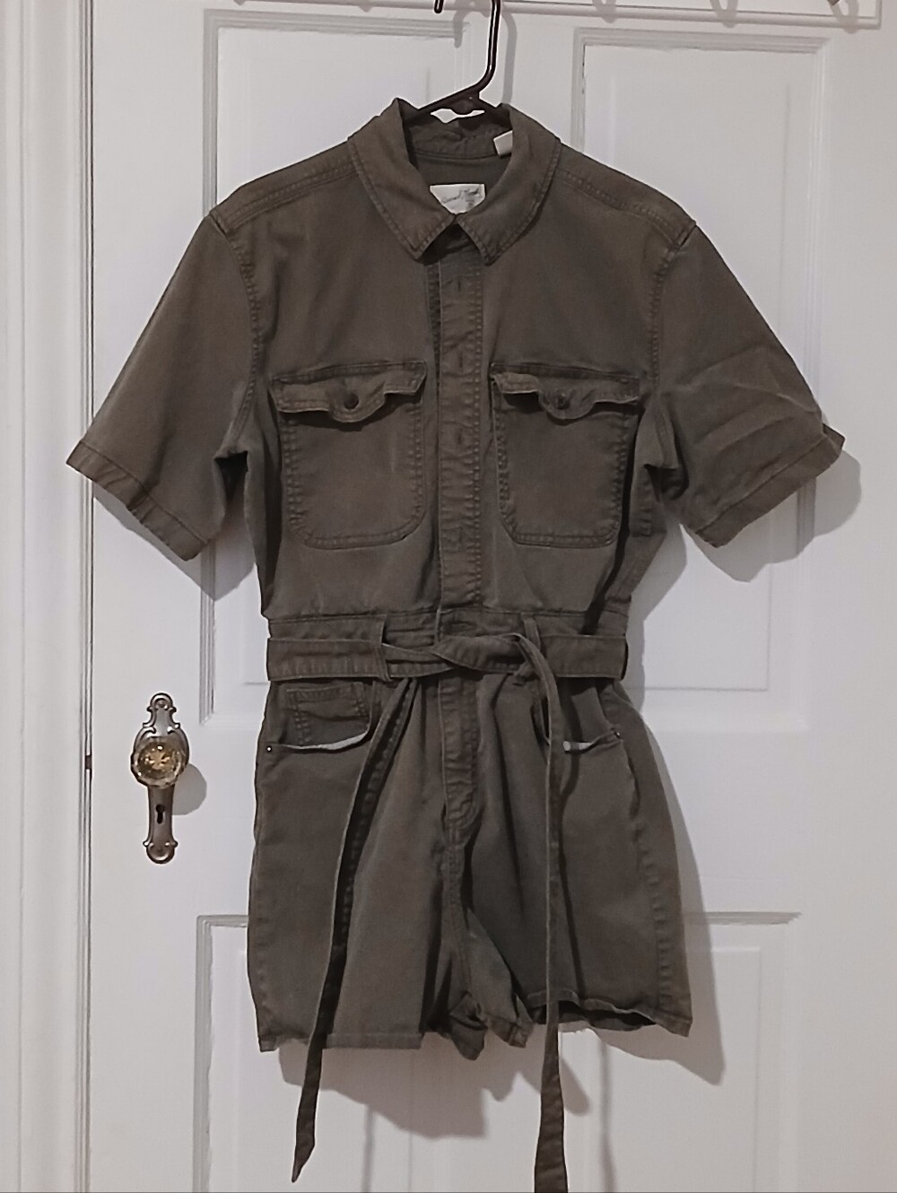 Universal Thread Olive Green Utility Tie-Waist Romper